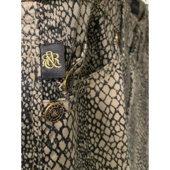 Rock & Republic Women Size Snake Skin Gold Metallic 5 pocket  Mid Rise Jeans 12 - Picture 3 of 10